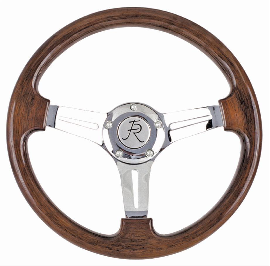 [FR20123] Steering Wheel: Woodys III: Mahogany/Chrome 3-spoke Steering Wheel