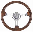 Steering Wheel: Woodys III: Mahogany/Chrome 3-spoke Steering Wheel