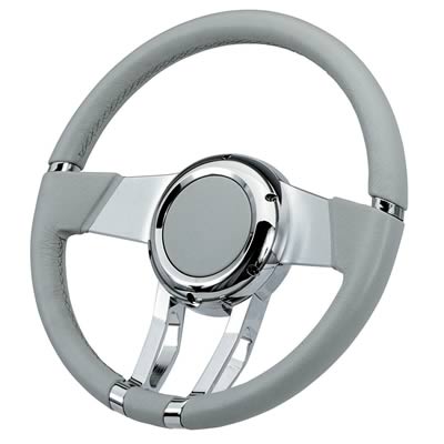 [FR20150LG] Steering Wheel: Waterfall 13.8" Light Grey Leather Light Grey