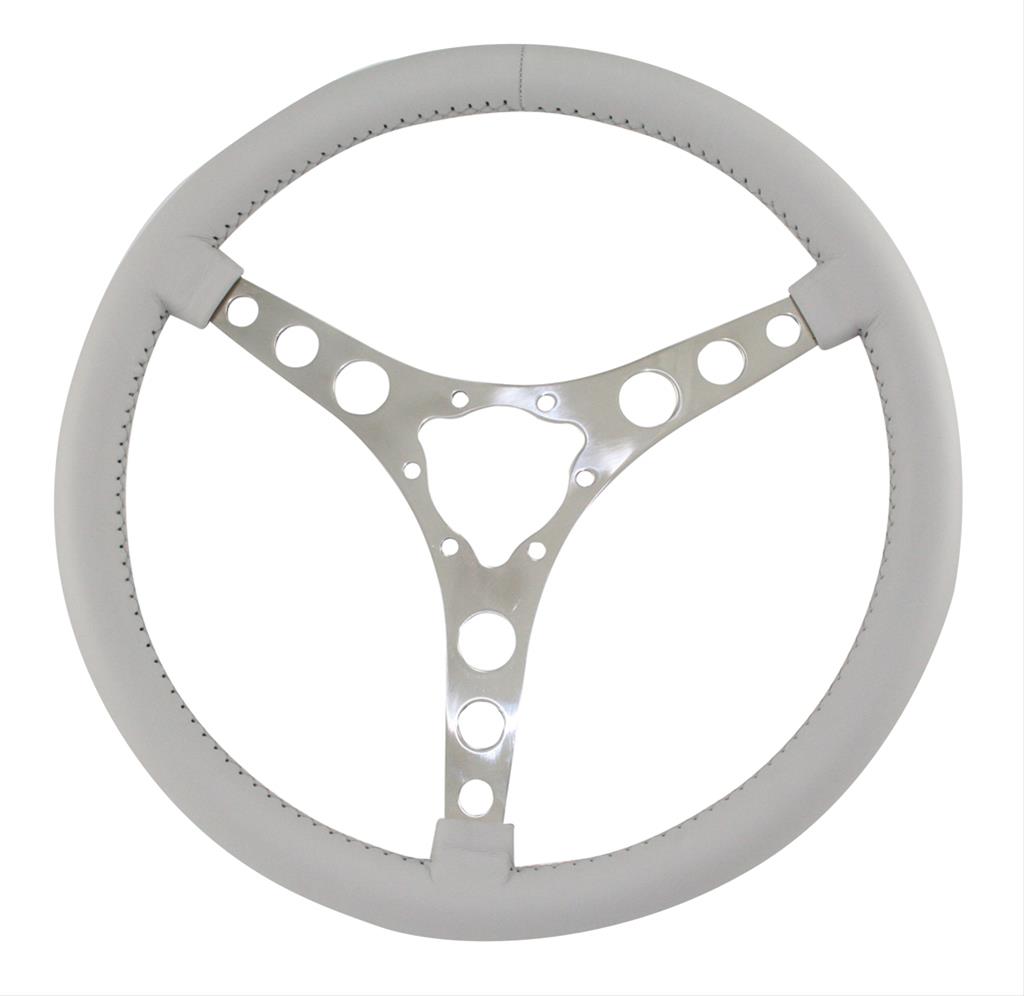 [FR20152LG] Steering Wheel: Vette 6 Bolt Laser Polished Aluminum 15" (Light Grey Leather)
