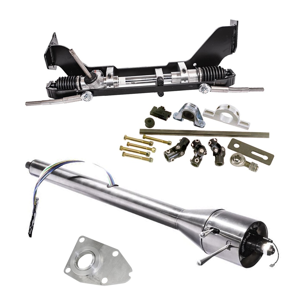 [FR330KTM] Rack and Pinion Kit: Chevelle 64.65 Mnl Standard Ratio Kit w/Mill Finish Column