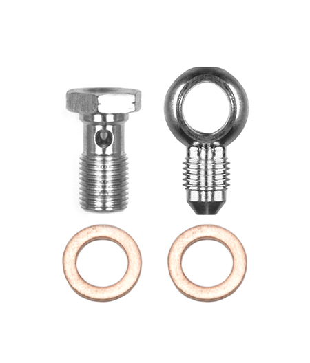 [220-14431] Banjo Fitting Kit, -3 male to 10mm-1.00, Banjo Bolt & Crush Washers (1 qty)