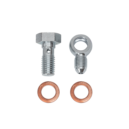 [220-17774] Banjo Fitting Kit, -3 male to 10mm x 1.50, Banjo Bolts & Crush Washers (1 qty)